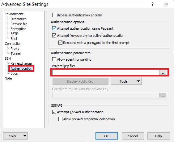Advanced Site Settings dialog