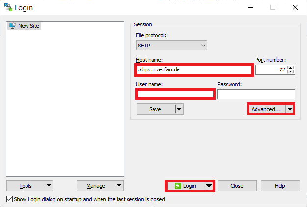 Login dialog